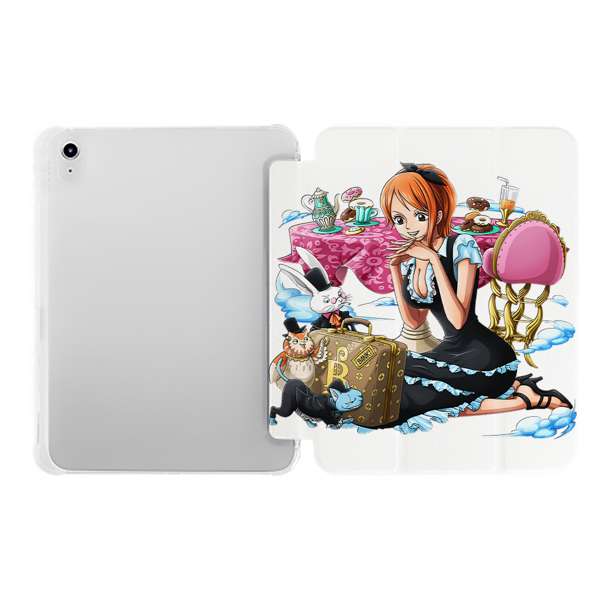 （画像用） ワンピース ナミ ONE PIECE Nami IPad ケース ペン収納付き 三つ折りスタンド PUレザー×シリコン 対応機種9.5/10.5/10.9インチ